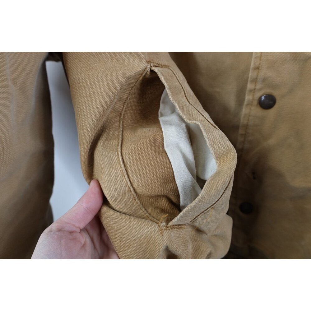 Vtg 90s Y2K Streetwear Mens XL Quilted Canvas Hooded Bomber Jacket Duck Brown - Picture 8 of 16